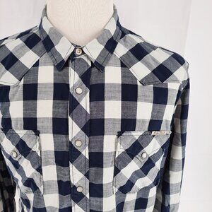 Lucky Brand Buffalo Plaid Western Shirt Men's XL Pearl Snap Cowboy Rodeo